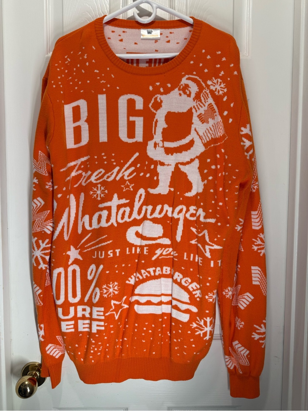 Whataburger Men's Orange Crewneck Logo Christmas Sweater